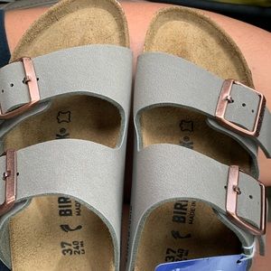 Brand new Birkenstock’s size 37 light olive green